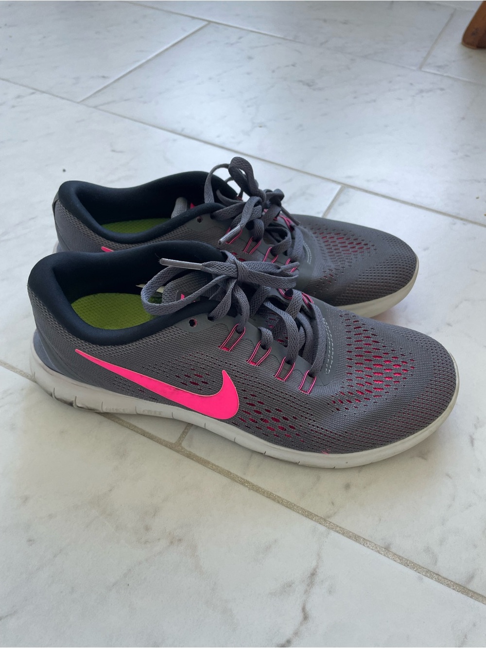 Nike Women's Gray with Pink Swoosh Athletic Running Shoes